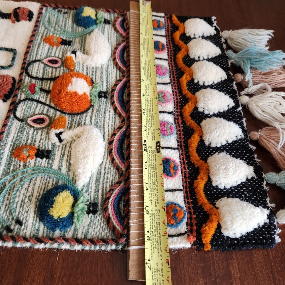 Vintage Fiber Tapestry Wall Hanging Yarn Art Boho Hippie Home Decor Tassels - Picture 7 of 7
